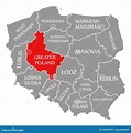 Greater Poland Red Highlighted in Map of Poland Stock Illustration ...
