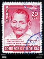COLOMBIA - circa 1956: un sello impreso en Colombia muestra Javier ...