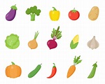 conjunto de verduras de dibujos animados coloridos. recogida de ...