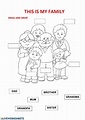 Kindergarten Family Vocabulary Worksheet