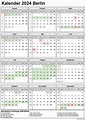 Kalender 2024 inkl. Ferien für Berlin, Feiertage | pdf, xls und png ...