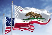 California State Flag Waving with United States Flag - Public Policy ...