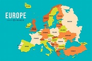 Design de mapa de país colorido da Europa - Baixar Vector