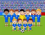 Cartoon soccer kids team at a stadium 8390507 Vector Art at Vecteezy
