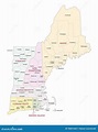 Nova Inglaterra Indica O Mapa Administrativo Ilustração Stock ...