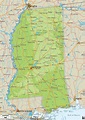 Physical Map of Mississippi - Ezilon Maps