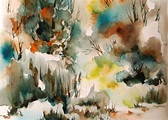 Art Print of Abstract Landscape watercolor painting art