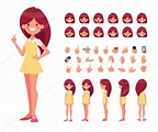 Front, side, back, 3/4 view animated character. Woman character ...