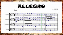 Allegro - Suzuki Libro1 - Violin Partitura para Violin - YouTube