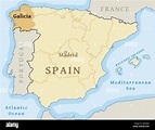 Galicia autonomous community location map within Spain. Vector ...