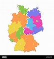 Deutschland-Karte aufgeteilt auf West- und Ost-Karte, administrative ...