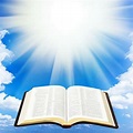 Bíblia aberta fundo céu | Open bible, Bible images, Christian pictures