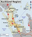 Région d'Auckland carte - Carte de la région d'Auckland (Nouvelle-Zélande)