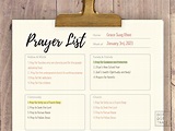 Printable Prayer List Template Weekly Prayer Lists - Etsy
