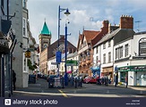 Town centre street scene in Abergavenny, Monmouthshire, Wales, UK Stock ...