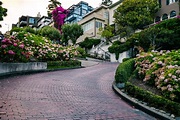 Lombard Street San Francisco California Berühmte Straße Mit Starken ...
