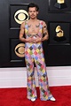 Grammys 2023: Harry Styles Shines on Red Carpet in Rainbow Jumpsuit ...