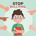 Premium Vector | Stop bullying and hands pointing at sad boy kid with ...