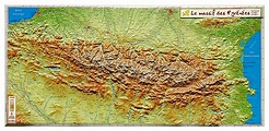 Carte en relief du Massif des Pyrénées - GeoRelief