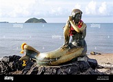 Thailand, Skulptur die goldene Nixe im Smila Strand in Songklah ...
