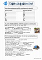 Expressing possession: English ESL worksheets pdf & doc