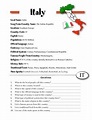 Italy Information & Worksheet by Sunny Side Up Resources | TpT