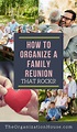 a collage of photos with the words how to organize a family reunion ...