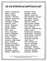 Printable States and Capitals List | Social Studies Study Guides