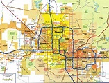 Road map of Phoenix Arizona USA street area detailed free highway large