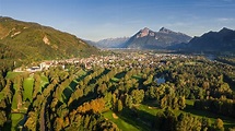 Luftaufnahme Bad Ragaz: Blick auf Golfplatz, Bad Ragaz, Gonzen, | Gerry ...