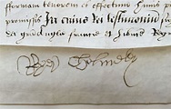 Signature of Sir Roger Cholmeley who founded Highgate School in 1565 ...