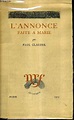 L'ANNONCE FAITE A MARIE. by CLAUDEL PAUL: bon Couverture souple (1929 ...