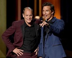 Matthew McConaughey and Woody Harrelson present at the 2014 Emmy Awards ...