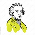 portrait of Frederic Chopin, buste, vector drawing/illustration ...