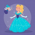 Premium Vector | Happy cinderella princess illustration
