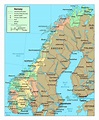 Political and administrative map of Norway with roads and major cities ...