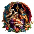 Birth Of Jesus Holy Family With Beautiful Christmas Decoration ...