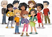 Group Of Cartoon Young Children Stock Illustration - Download Image Now ...
