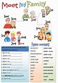Meet my family | Family worksheet, English lessons for kids, English ...