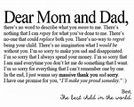 Dear mom and dad | Love Quotes And Covers