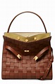 Tory Burch Lee Radziwill Woven Leather Double Bag in Brown | Lyst