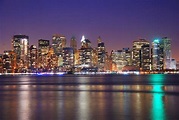 De Stad Van New York De Stad in Bij Nacht Stock Foto - Image of ...