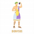 Ilustración de vector plano dionysos. dionisio. dios del vino y de la ...