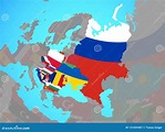 Europa Oriental Con Las Banderas En Mapa Stock de ilustración ...