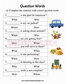 Question word Worksheet for grade 1-8