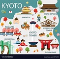 Map of kyoto attractions and Royalty Free Vector Image