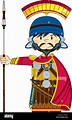 Cute dibujos animados centurión romano antiguo soldado con espada y ...