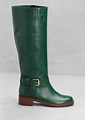 & other stories Leather Knee Boots in Green | Lyst