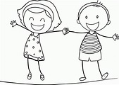 Girl And Boy Coloring Page - Coloring Home