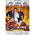 55 DAYS AT PEKING French Movie Poster - 94x63 in. - 1963 In 2 panels.